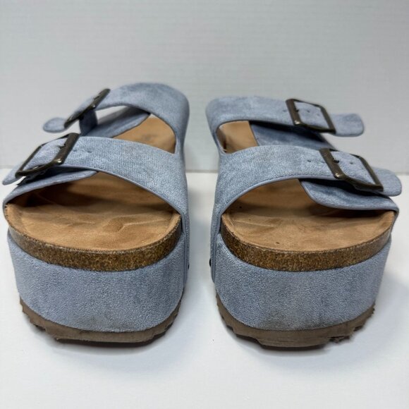 Hey Girl by Corkey's Blue Suede Platform Slip On Slide Sandals Women's 9 - Picture 4 of 10